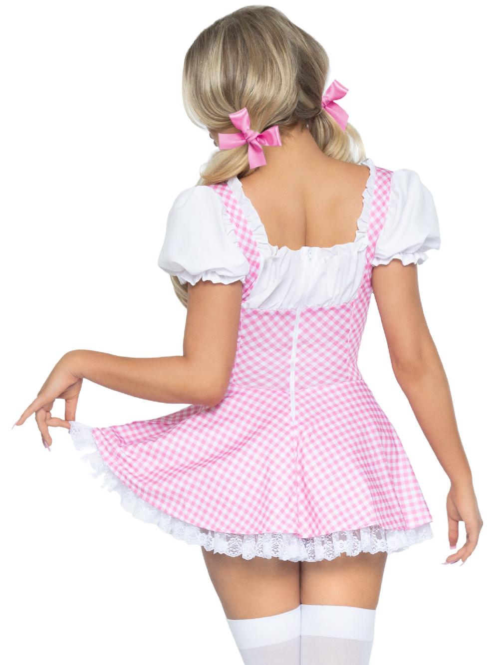 Leg Avenue Gingham Dress With Apron Pink/White