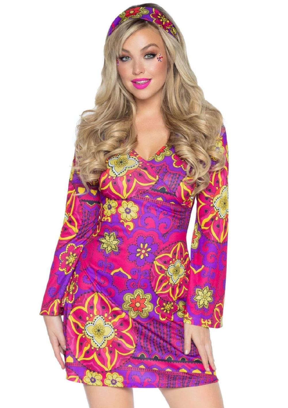 Leg Avenue Hippie Girl Costume Pink/Purple