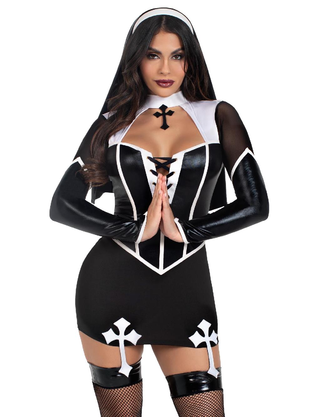 leg avenue Holy Hottie Nun Costume Black/White