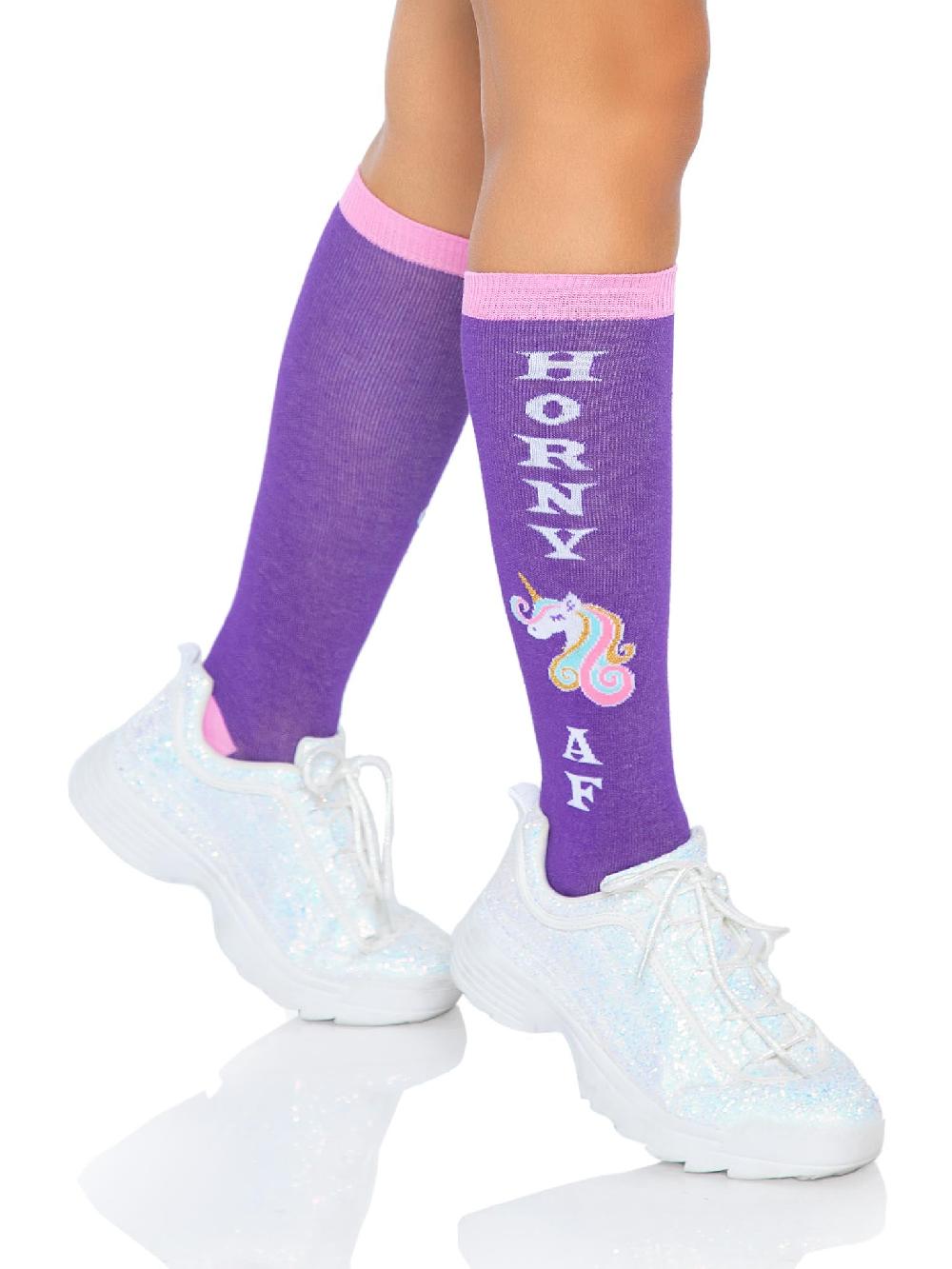 Leg Avenue Horny AF Knee Socks Multicolor