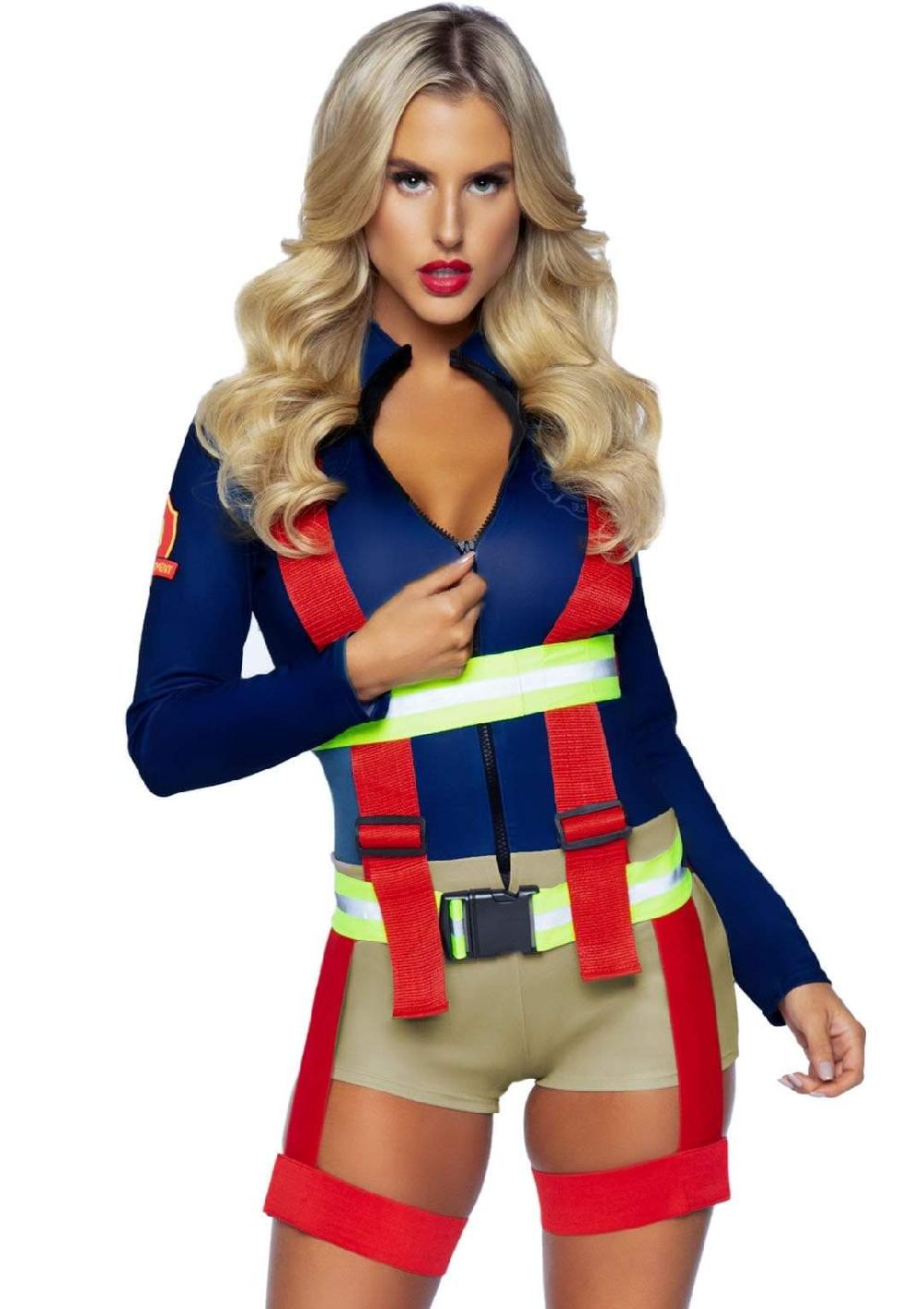 Leg Avenue Hot Zone Honey Firefighter Costume Blue