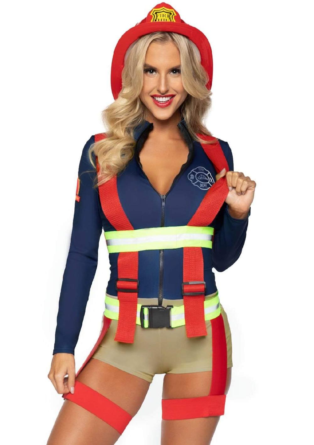 leg avenue Hot Zone Honey Firefighter Costume Blue