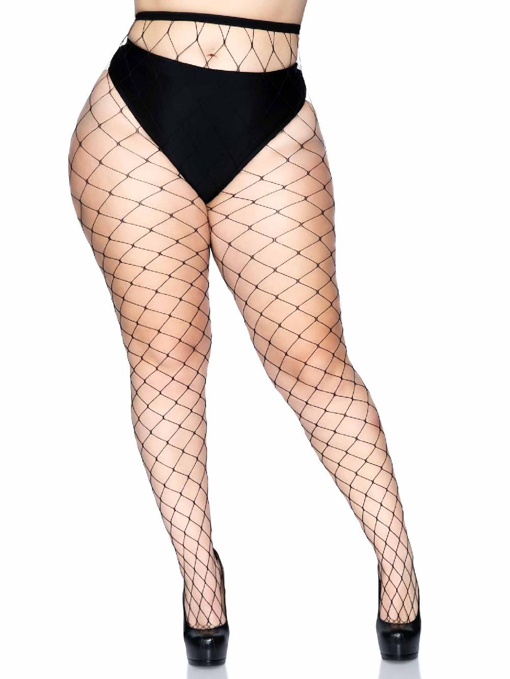 Leg Avenue Isla Plus Fence Net Tights Black