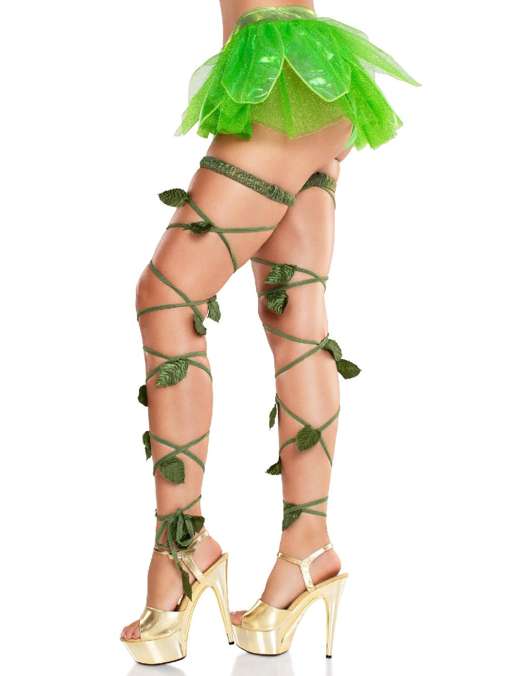 Leg Avenue Ivy Shimmer Garter Leg Wraps Green