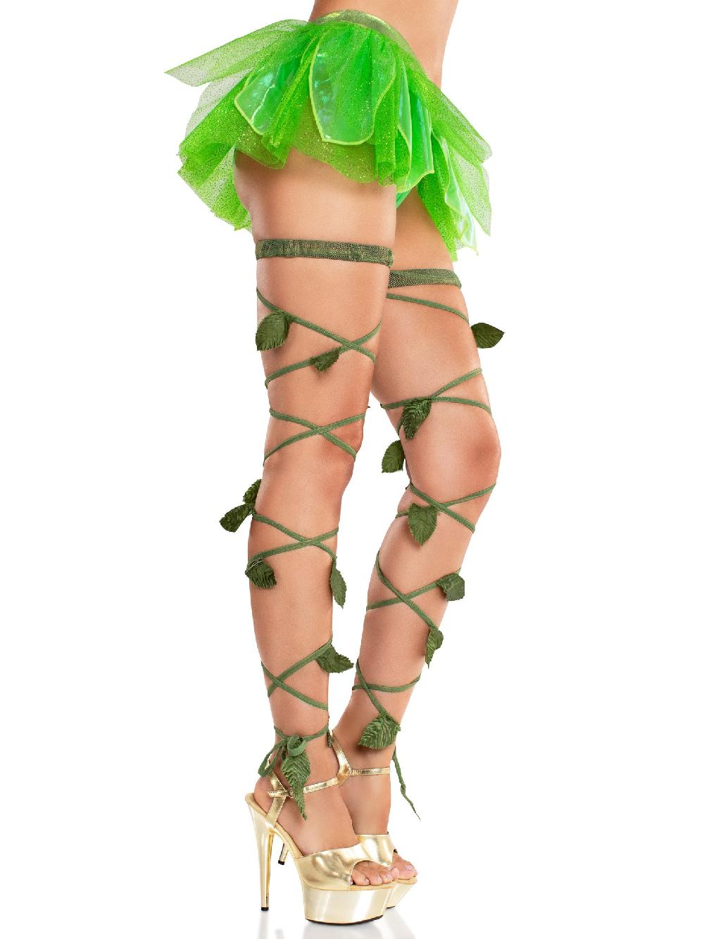 Leg Avenue Ivy Shimmer Garter Leg Wraps Green
