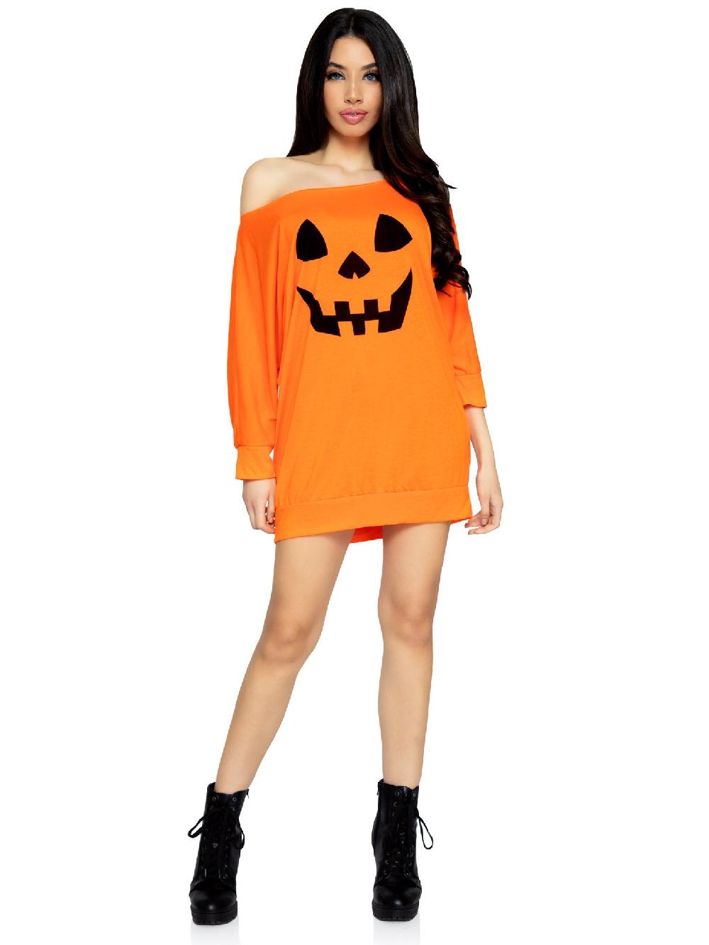 Leg Avenue Jersey Halloween Pumpkin Dress Orange