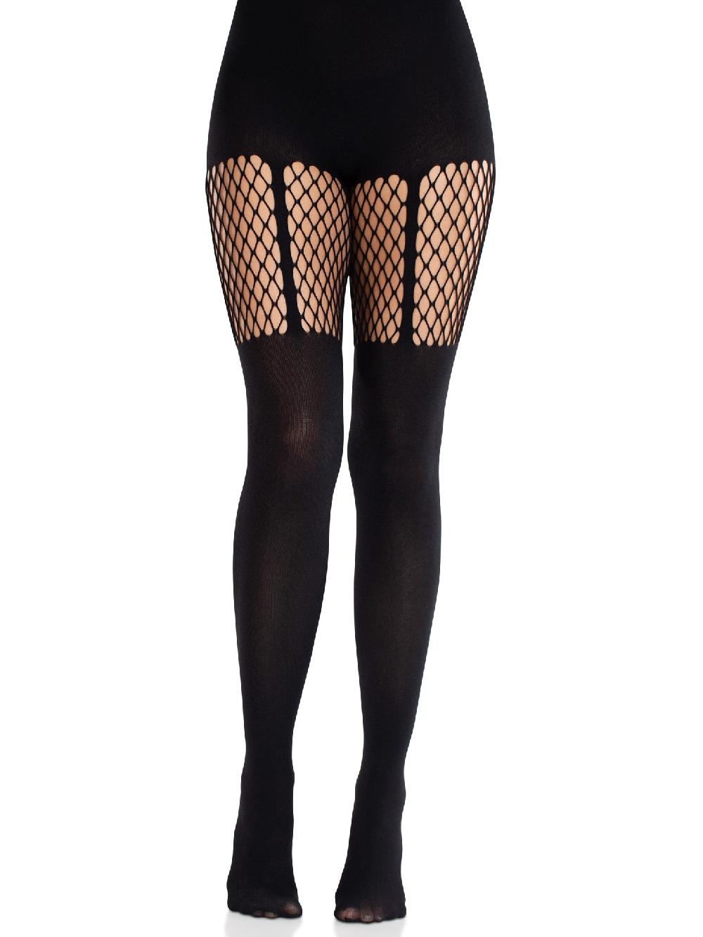 Leg Avenue Jett Garter Illusion Tights Black