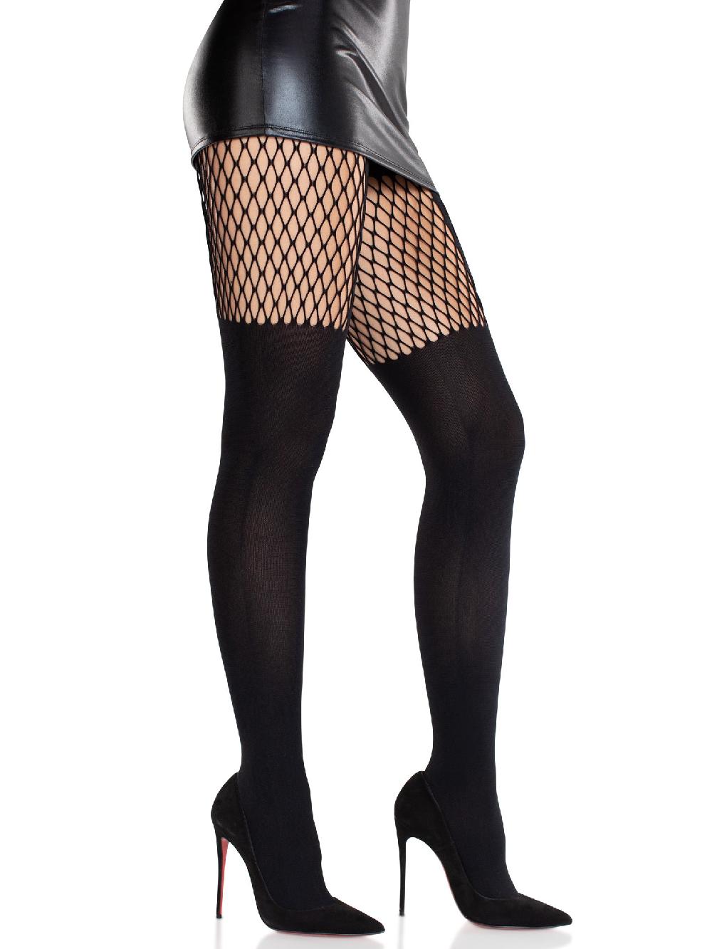 Leg Avenue Jett Garter Illusion Tights Black