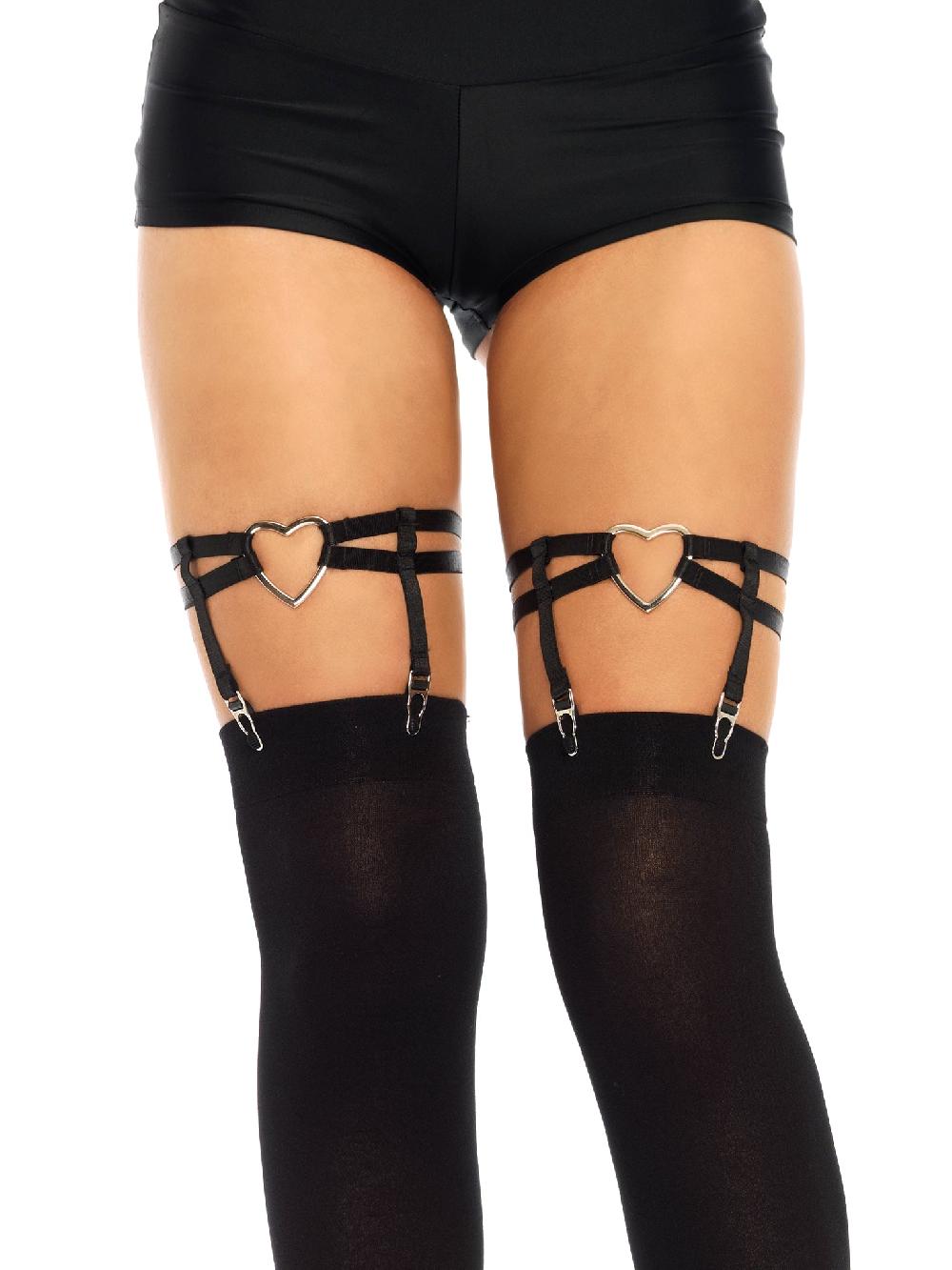 leg avenue Joni Garter Suspender with Heart Black