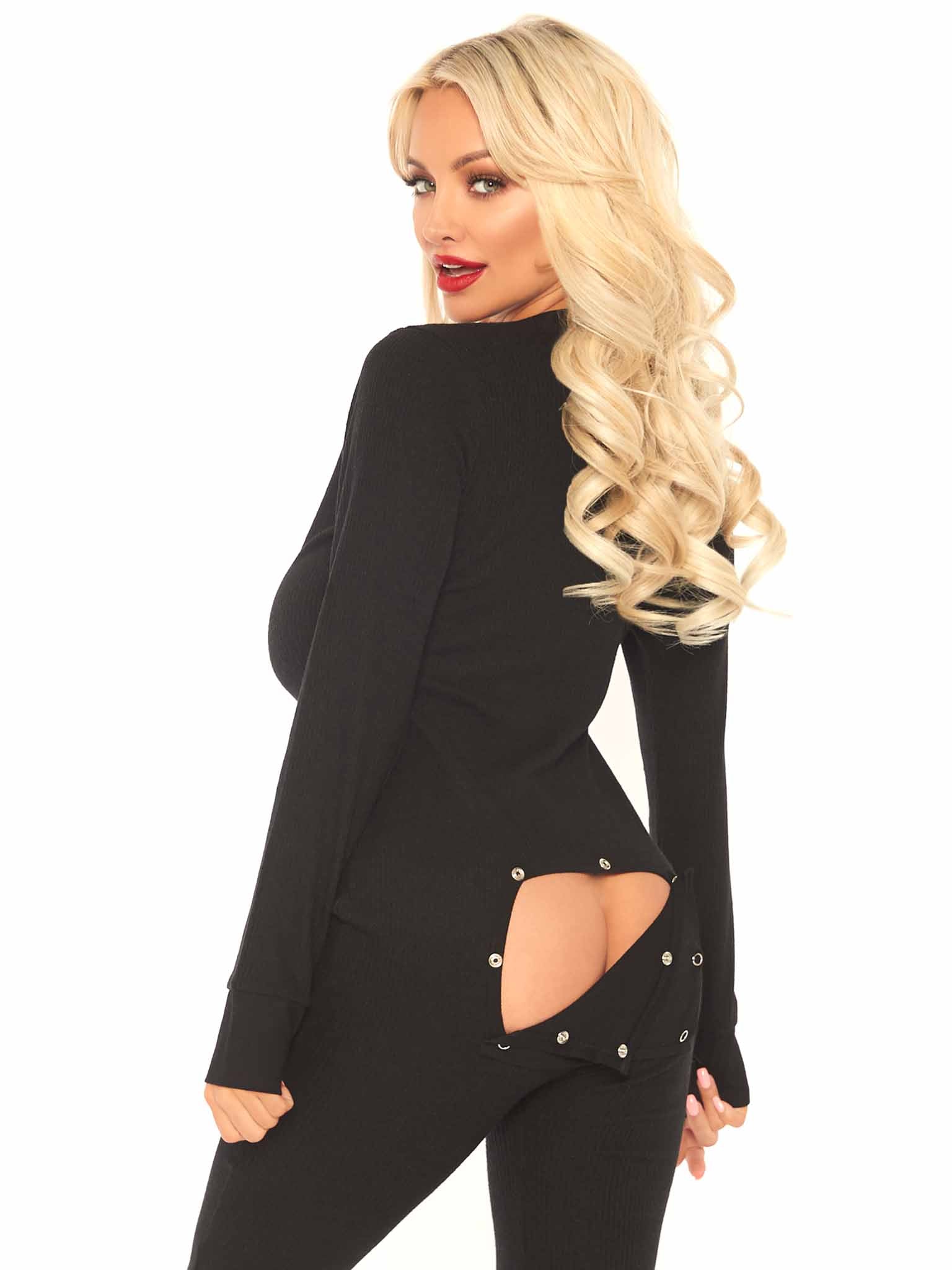 Leg Avenue Keepin' Things Cozy Long Johns Black