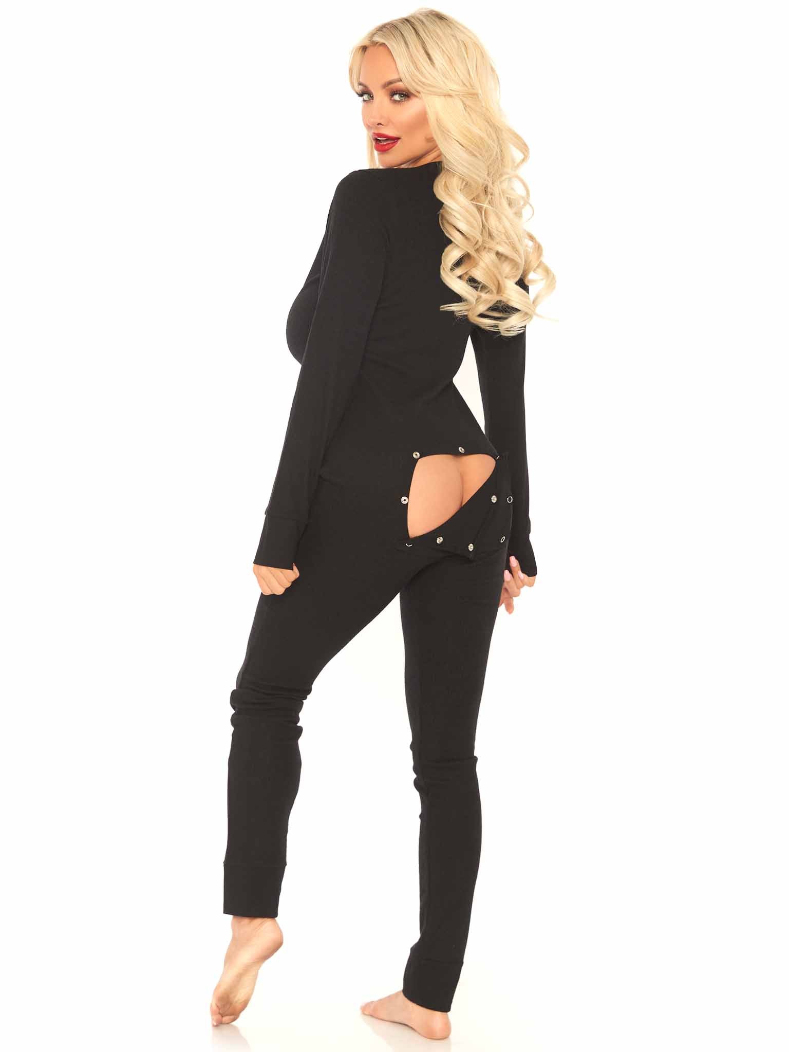 Leg Avenue Keepin' Things Cozy Long Johns Black