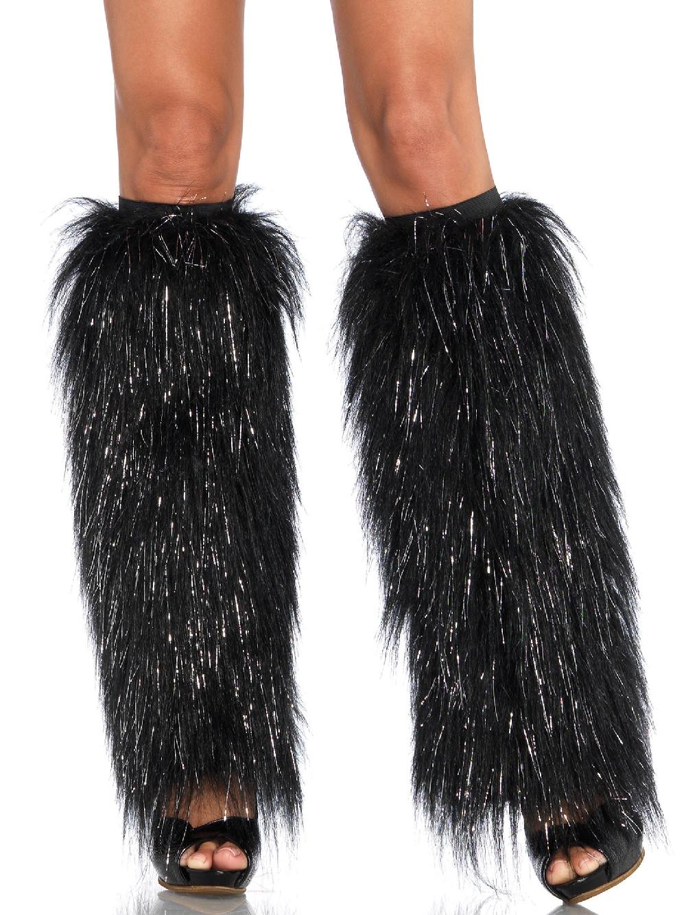 leg avenue Kira Furry Leg Warmers Black/Silver