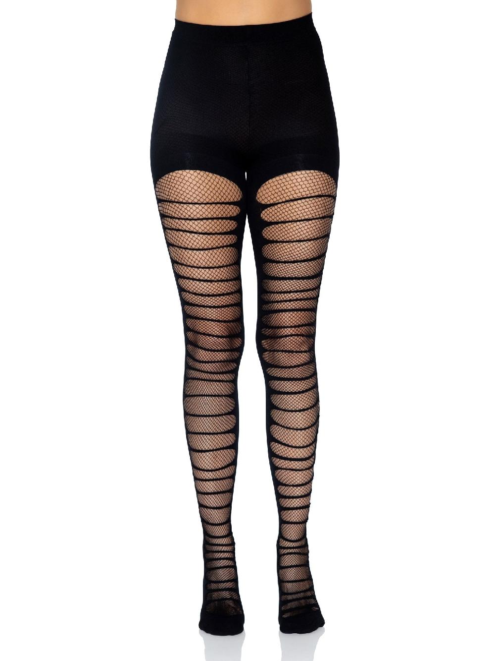 Leg Avenue Lara Shredded Fishnet Tights Black