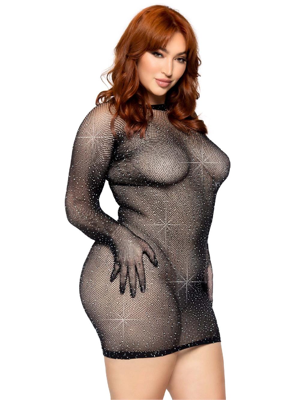 Leg Avenue Late Night Love Plus Gloved Dress Black