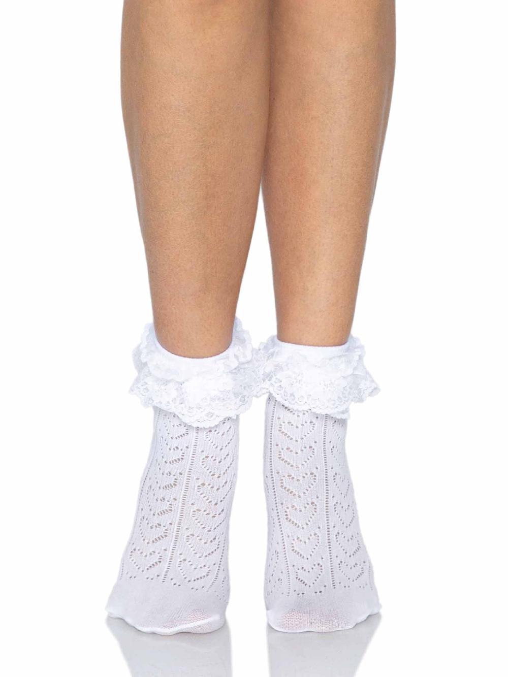 Leg Avenue Lei Lace Ankle Socks White