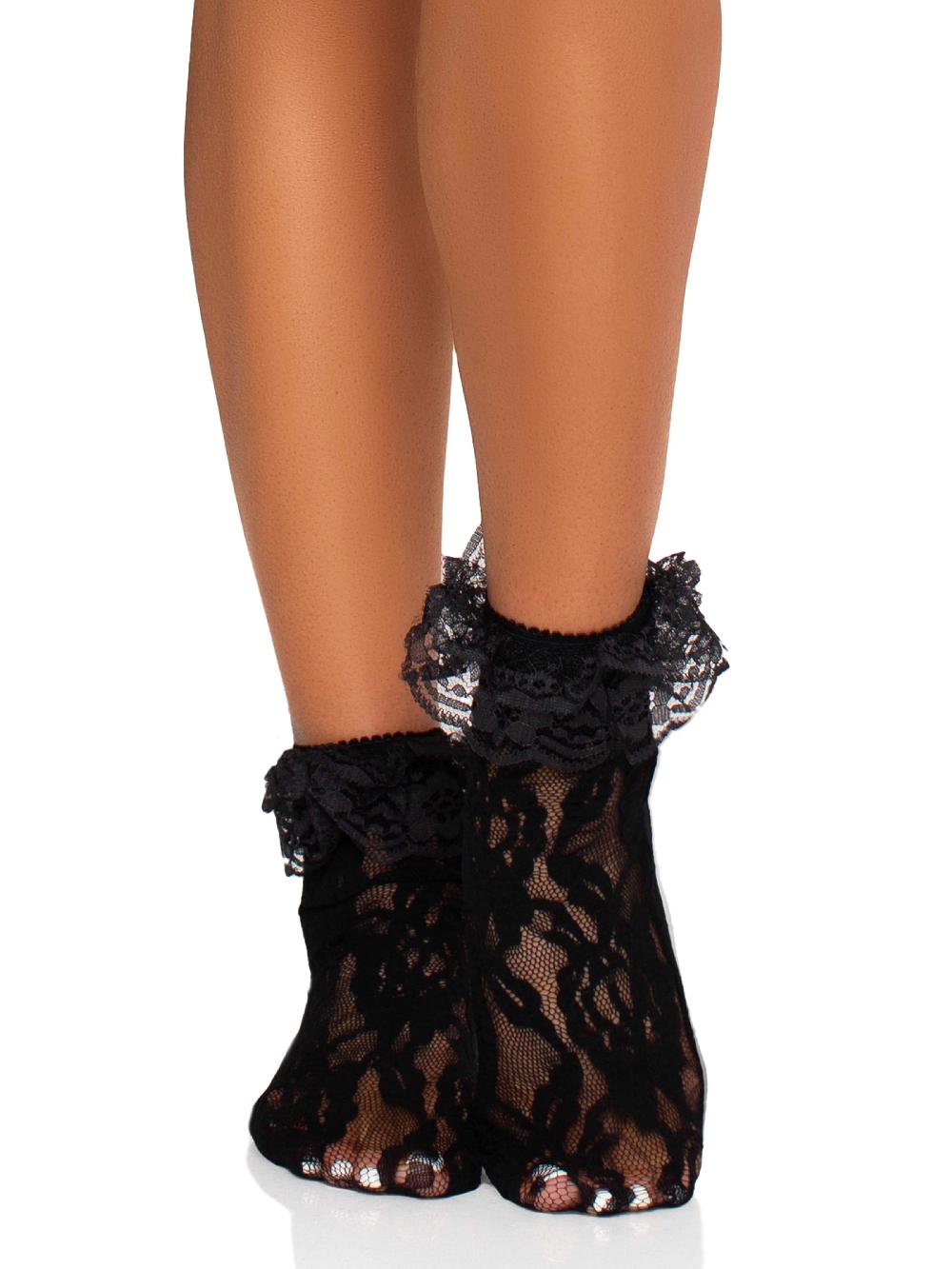 Leg Avenue Liora Socks With Ruffle Cuff Black