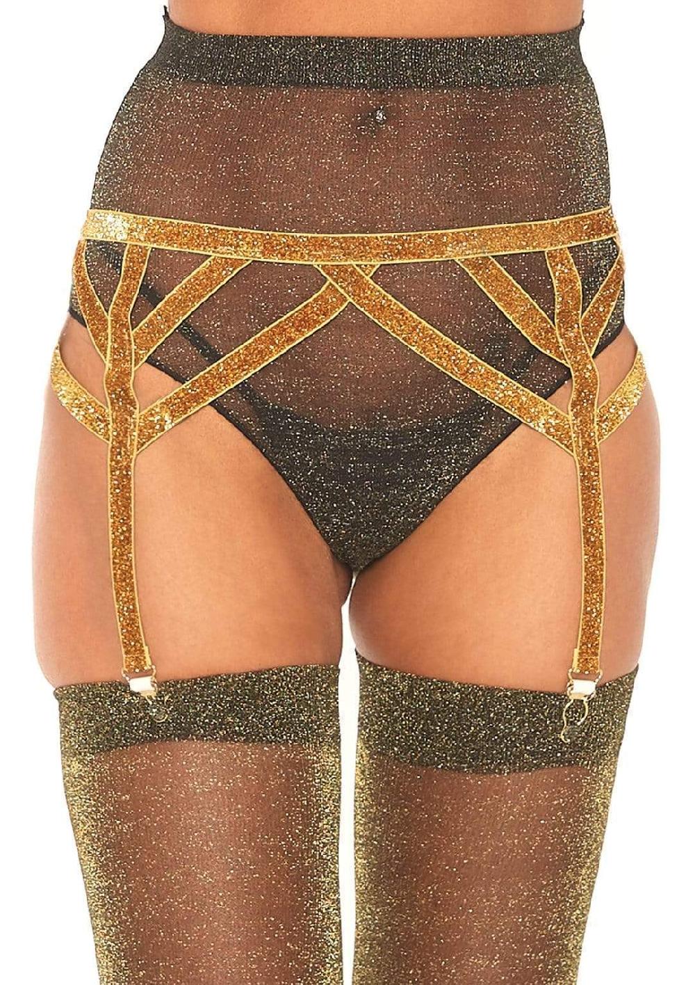 leg avenue Maddox Lurex Garter Belt Gold