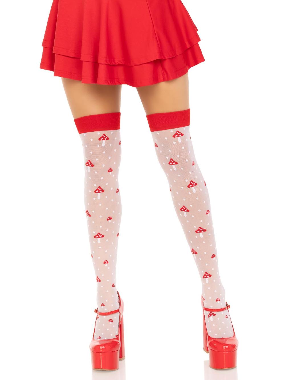 leg avenue Magic Mushroom Thigh Highs White/Red