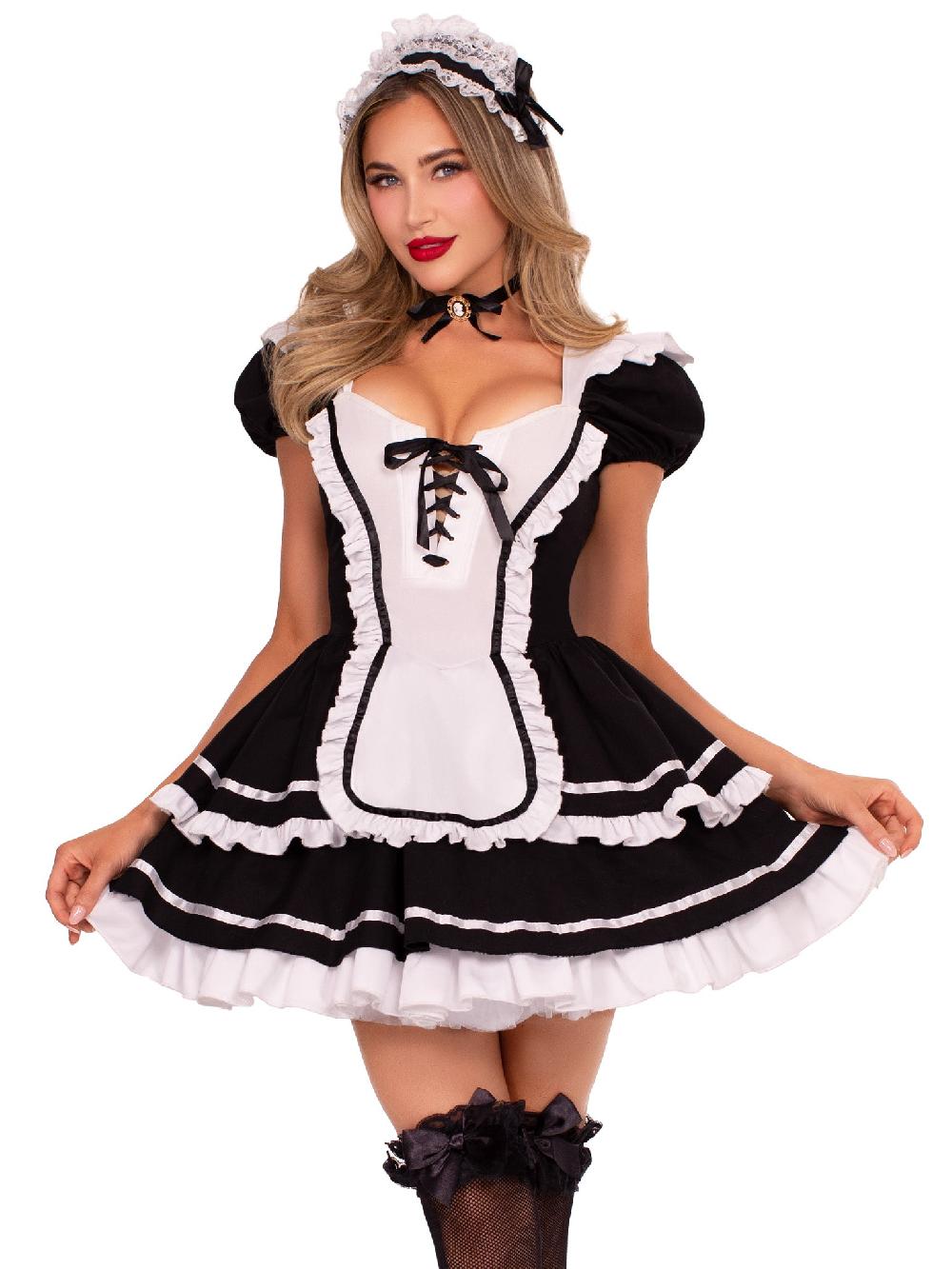 Leg Avenue Maid To Flirt Costume Black/White