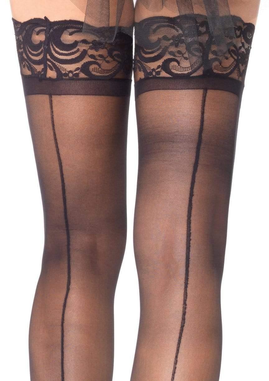 Leg Avenue Mila Thigh High Lace Stockings Black