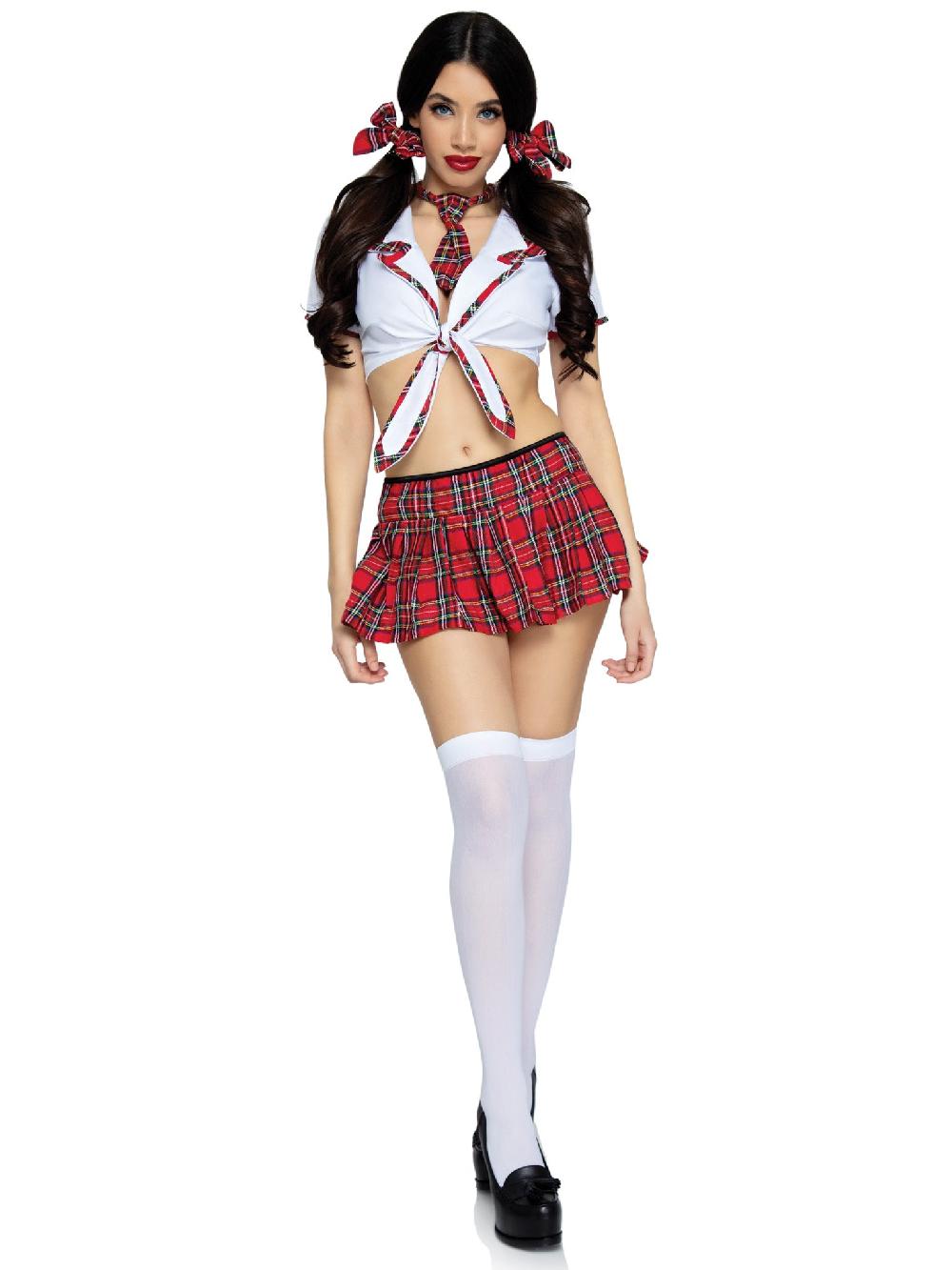 Leg Avenue Miss Prep School Costume Red/White