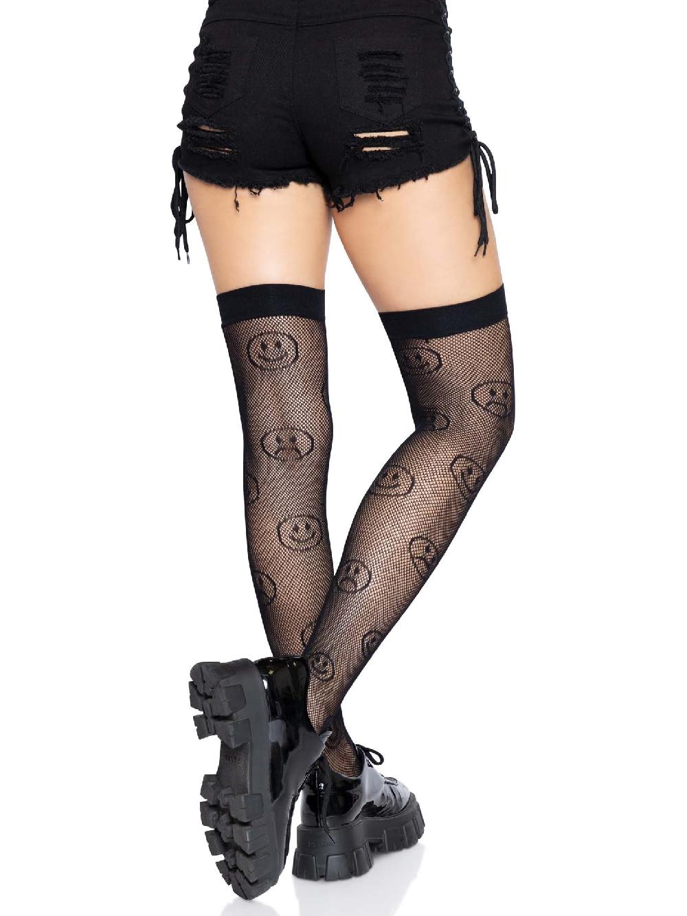 Leg Avenue Moody Fishnet Thigh Highs Black