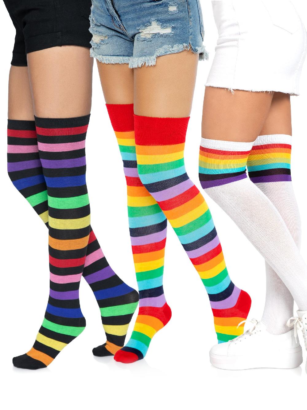 leg avenue Ms. Frank Rainbow Sock Hosiery Bundle