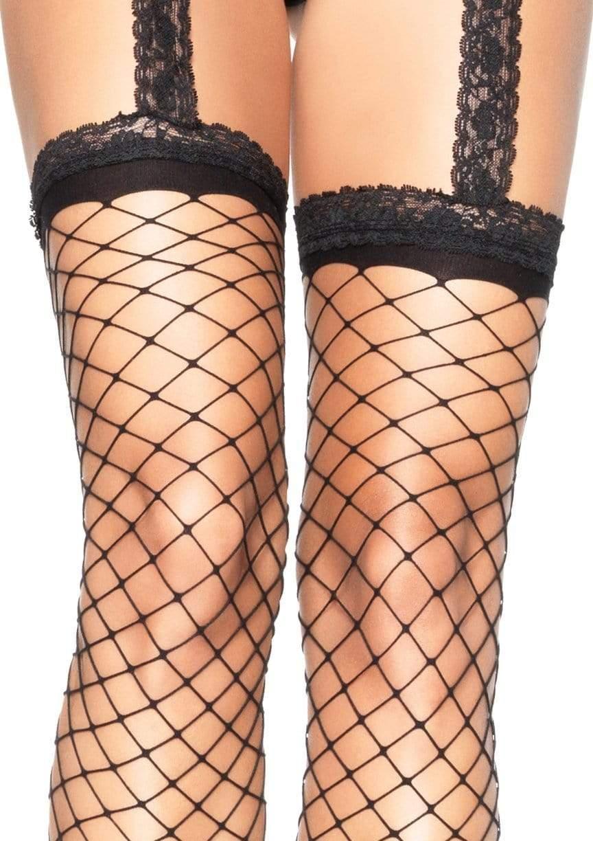 Leg Avenue Naomi Net Garter Belt Stocking Black