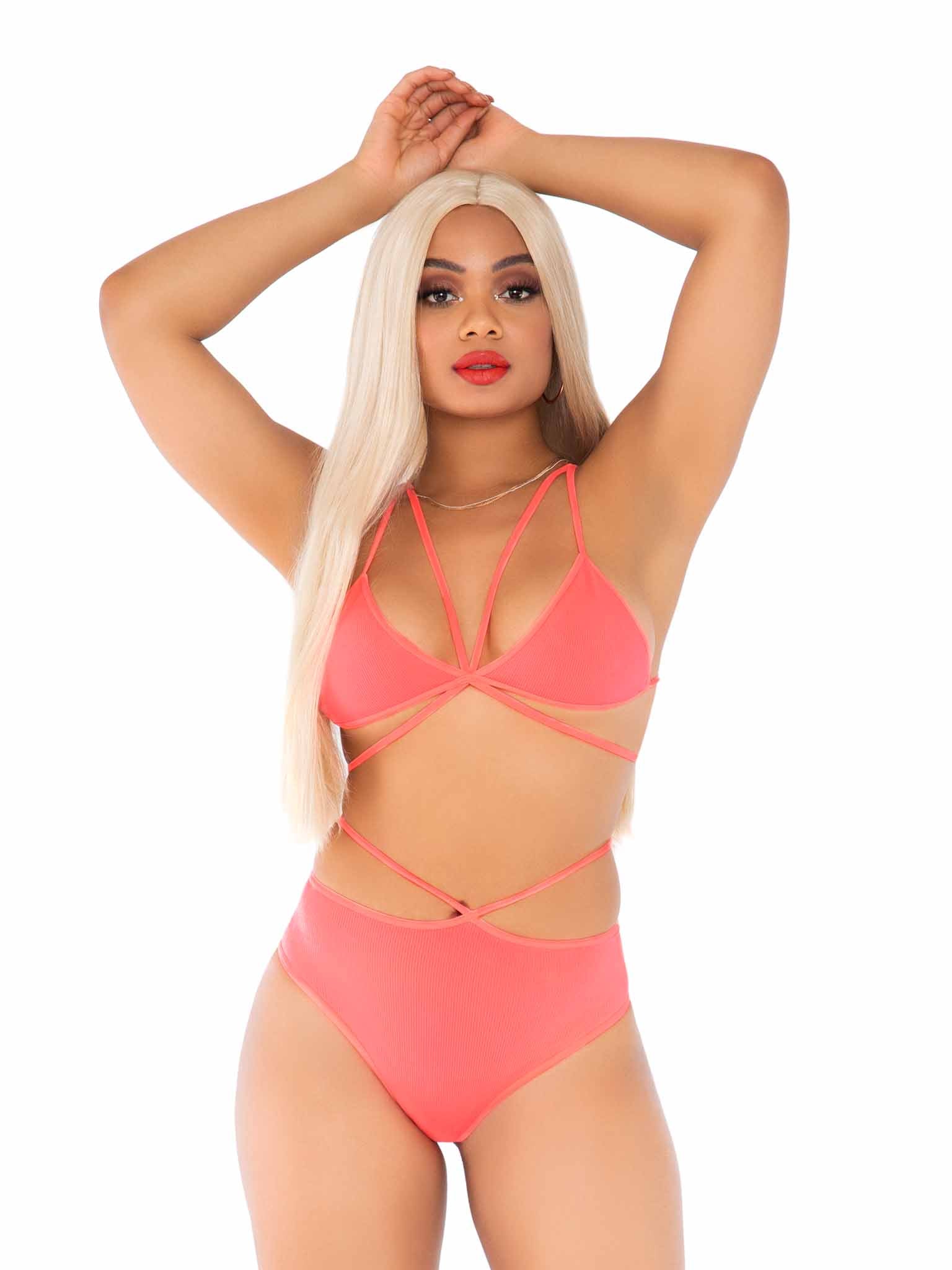 Leg Avenue No Regrets Bra & Panty Set Coral