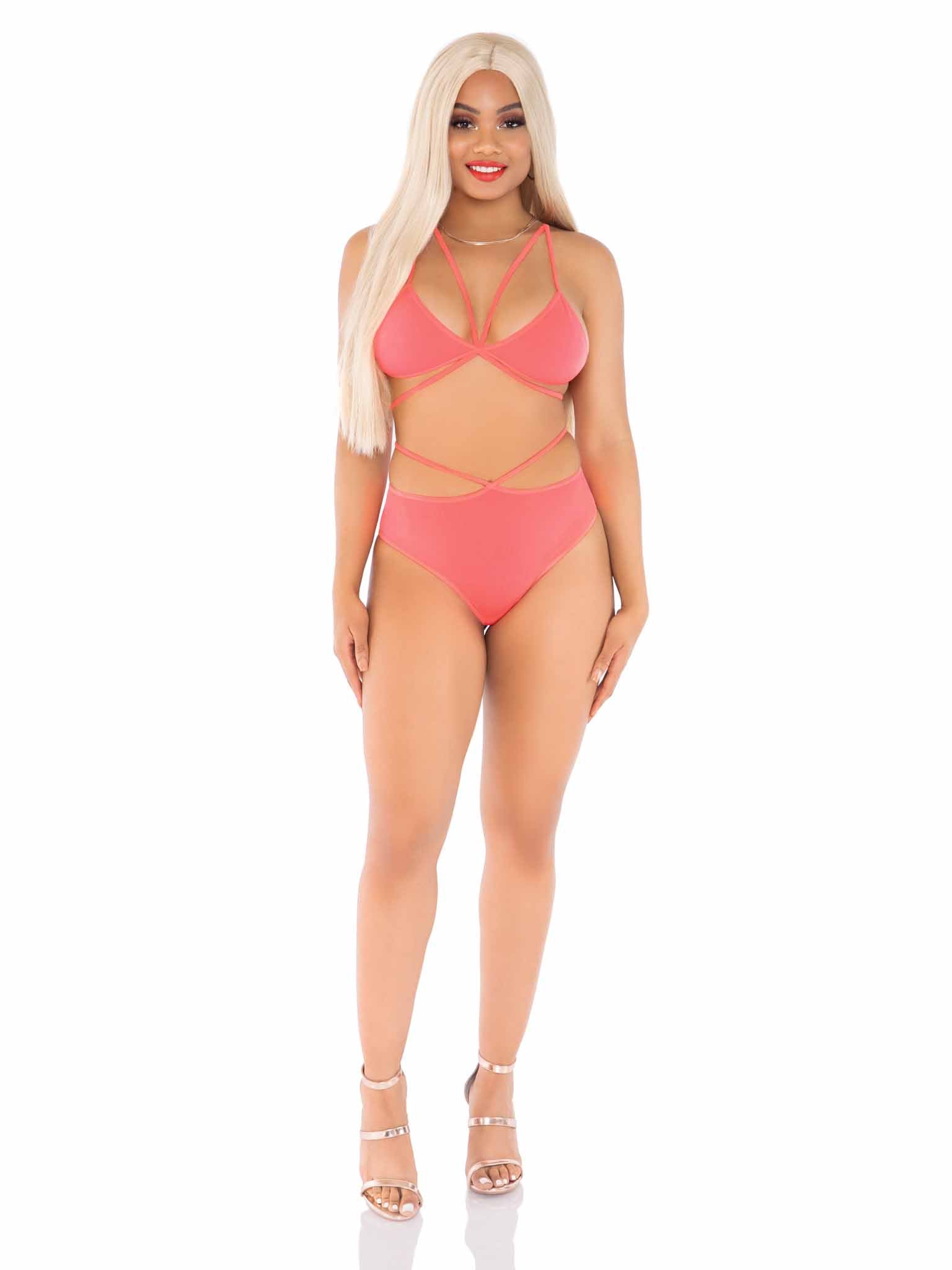 Leg Avenue No Regrets Bra & Panty Set Coral