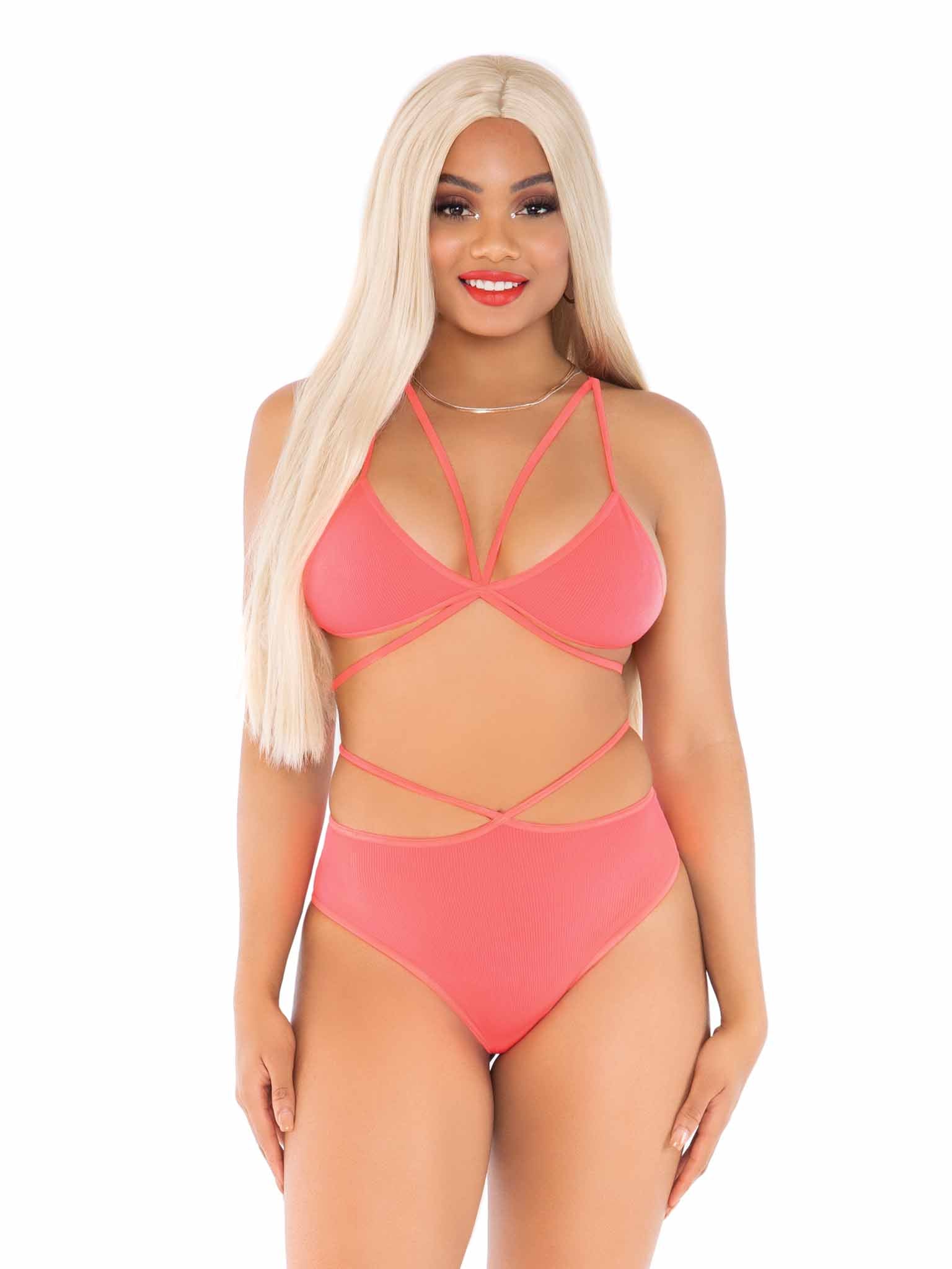 leg avenue No Regrets Bra & Panty Set Coral