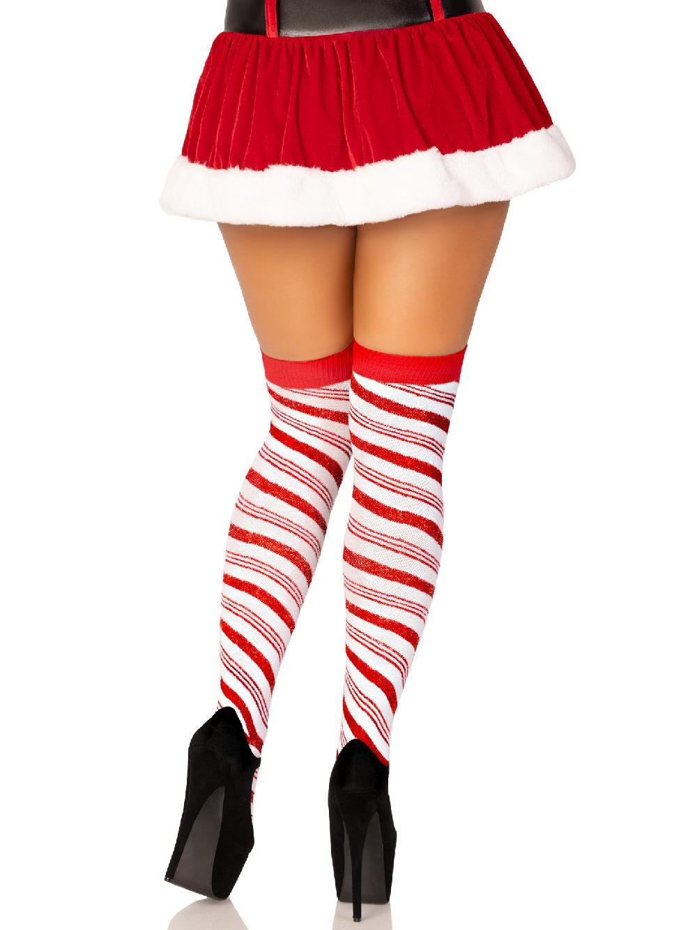 Leg Avenue Peppermint Striped Socks White/Red