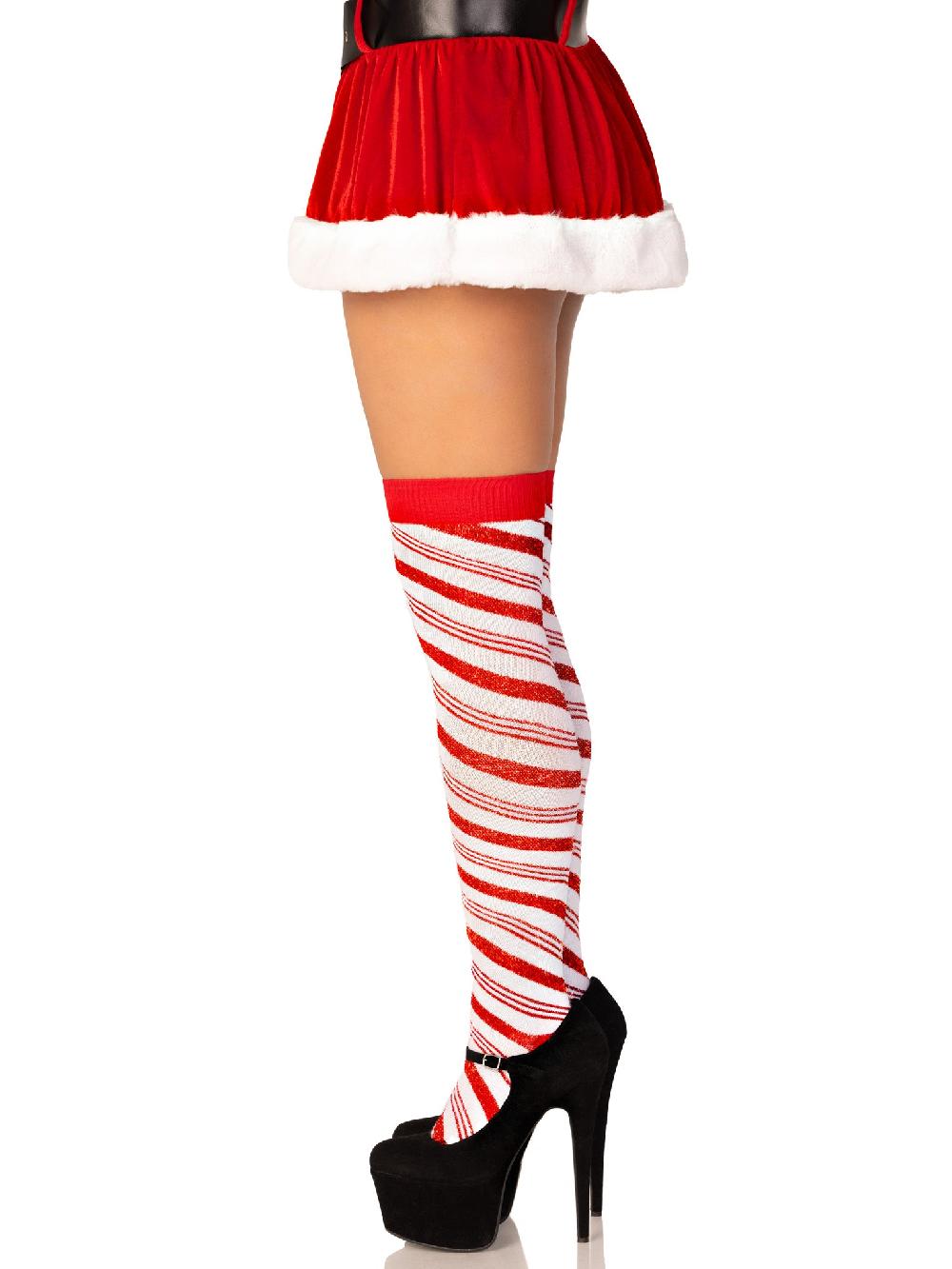 Leg Avenue Peppermint Striped Socks White/Red