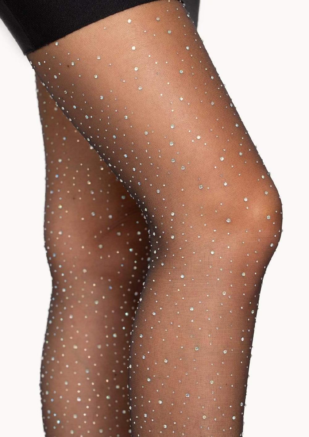 Leg Avenue Petra Sheer Rhinestone Pantyhose Black