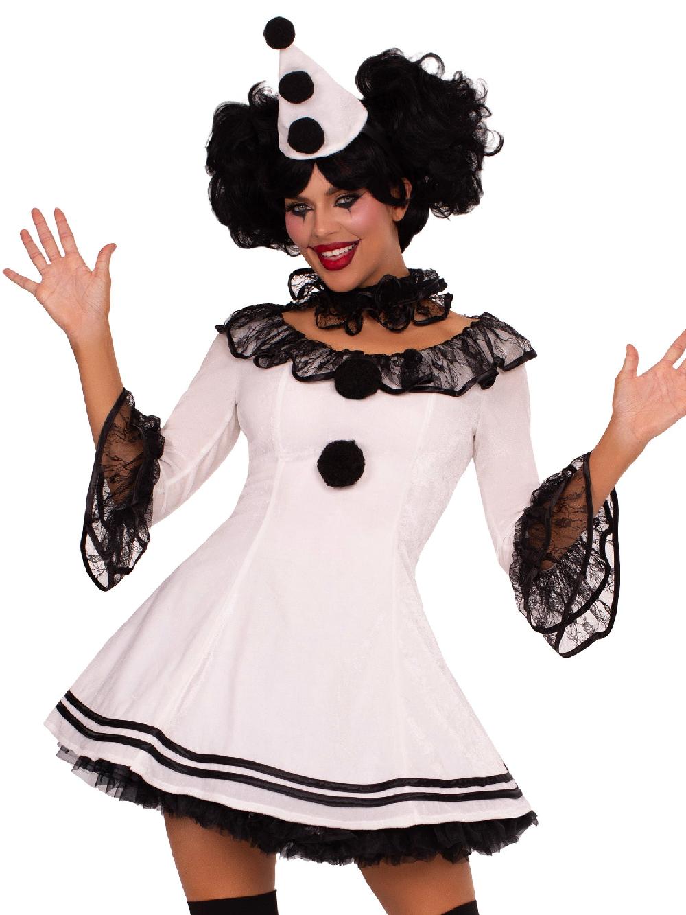 Leg Avenue Pierrot Clown Costume White/Black