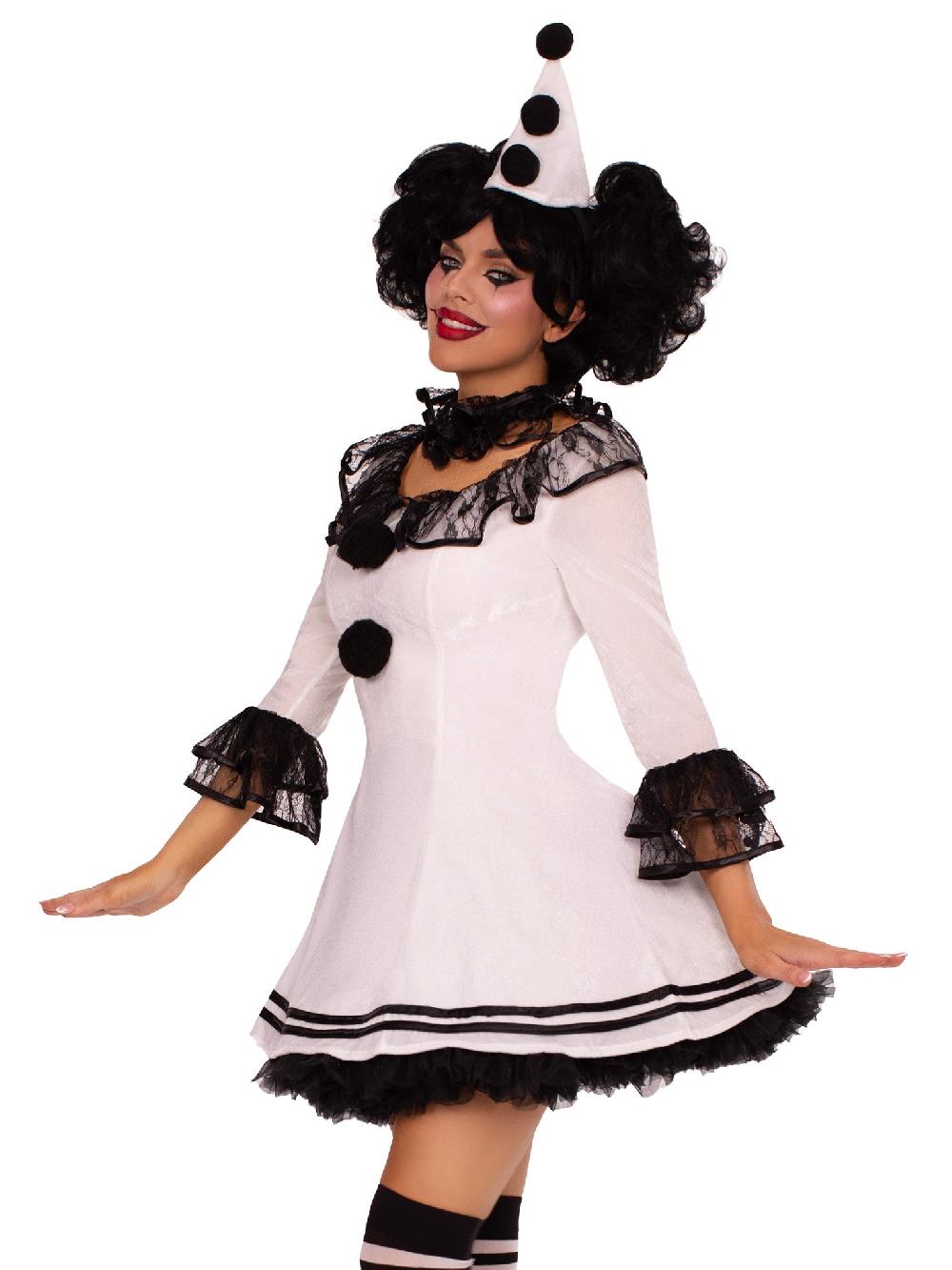Leg Avenue Pierrot Clown Costume White/Black