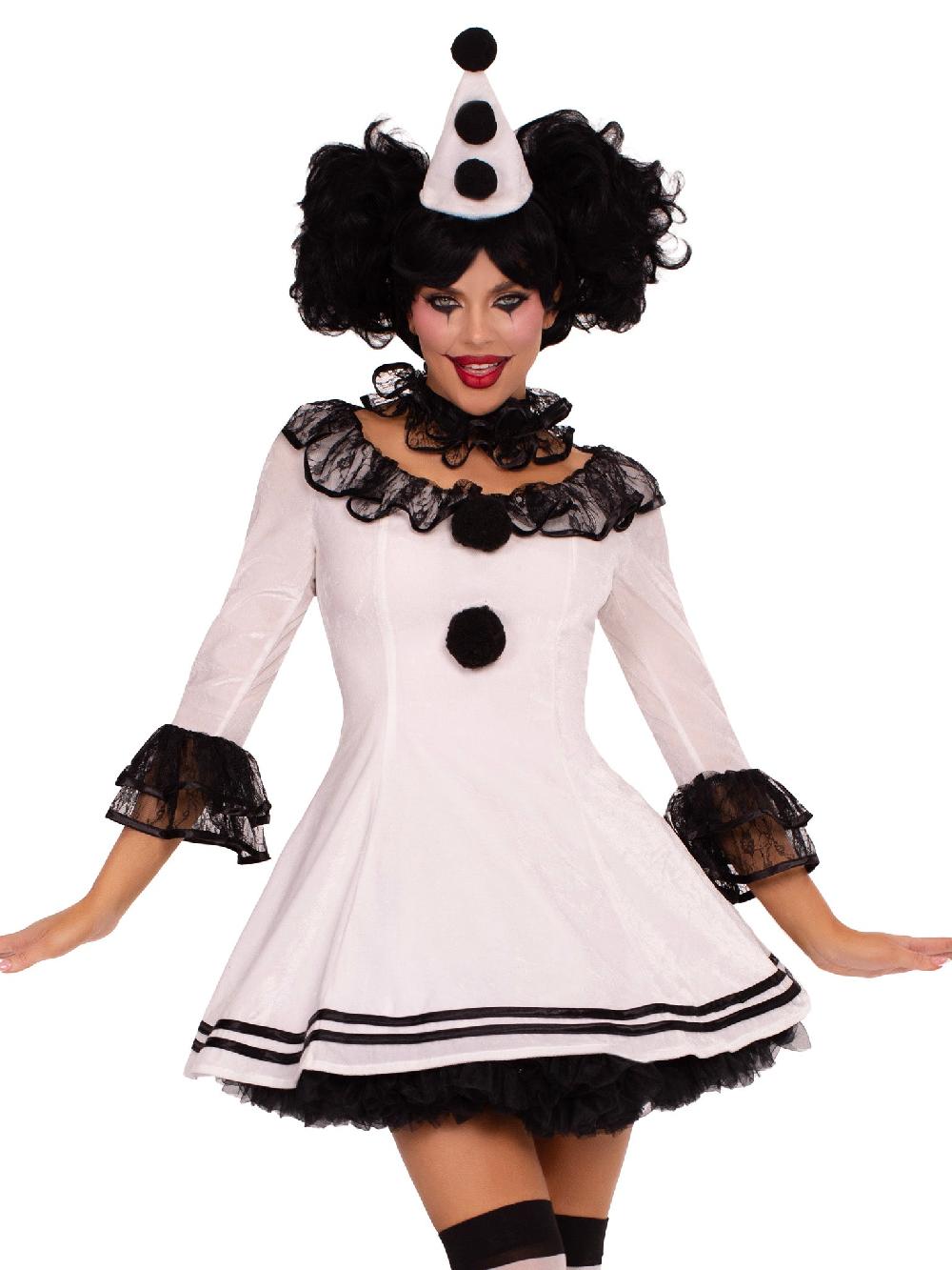 leg avenue Pierrot Clown Costume White/Black