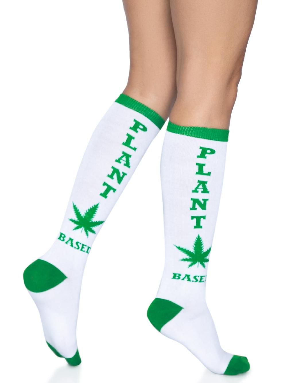 Leg Avenue Plant Based Knee High Socks White/Green