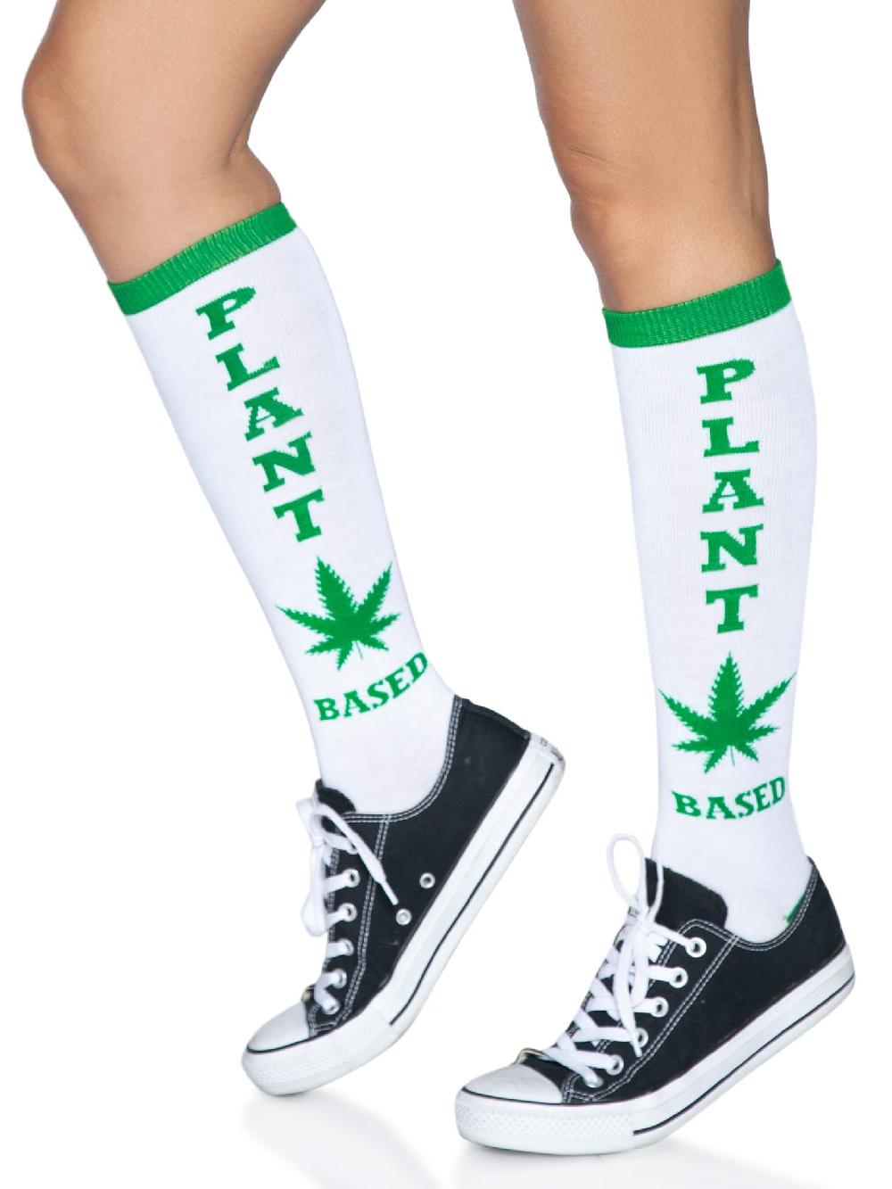 Leg Avenue Plant Based Knee High Socks White/Green