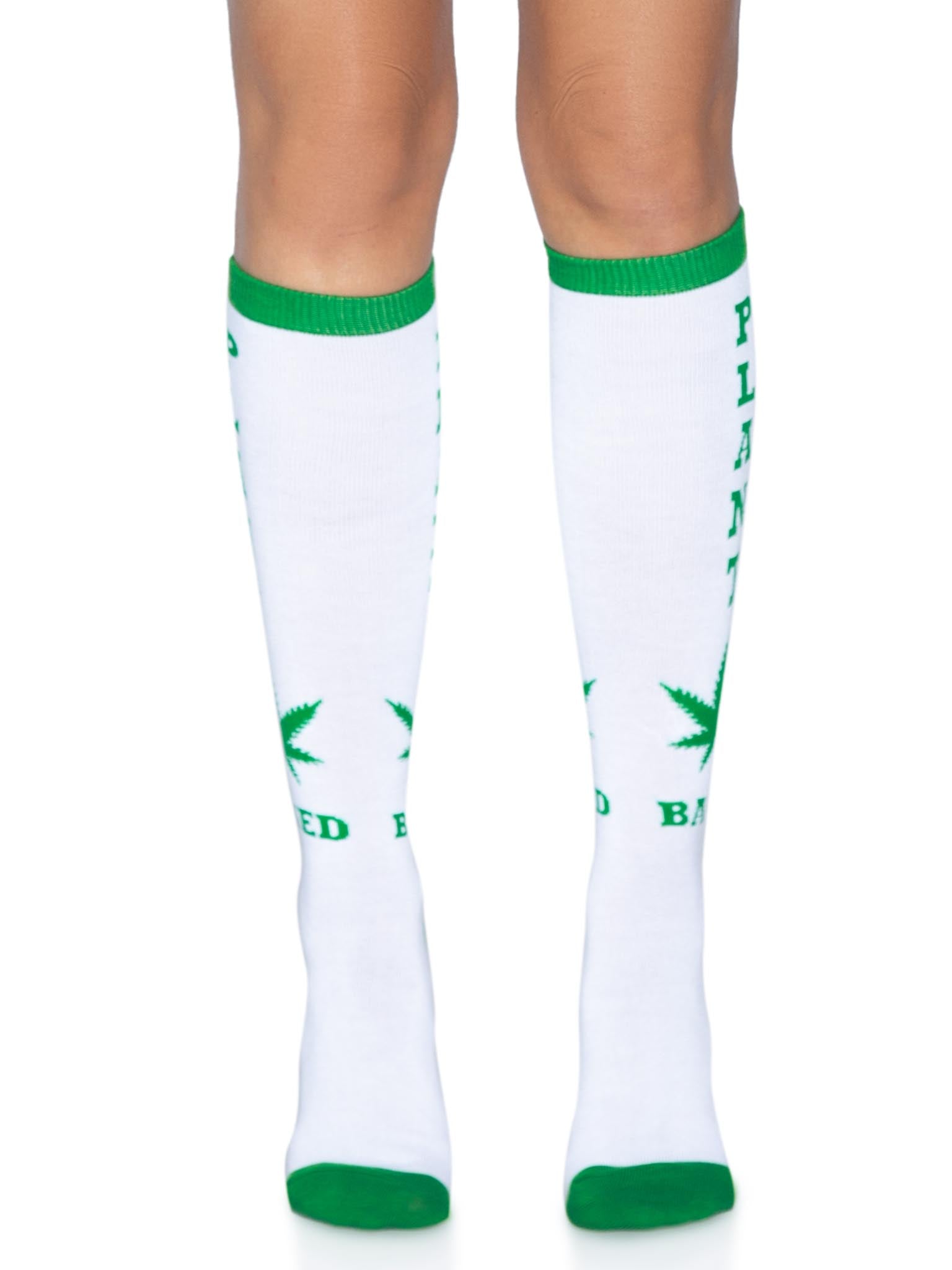 Leg Avenue Plant Based Knee High Socks White/Green