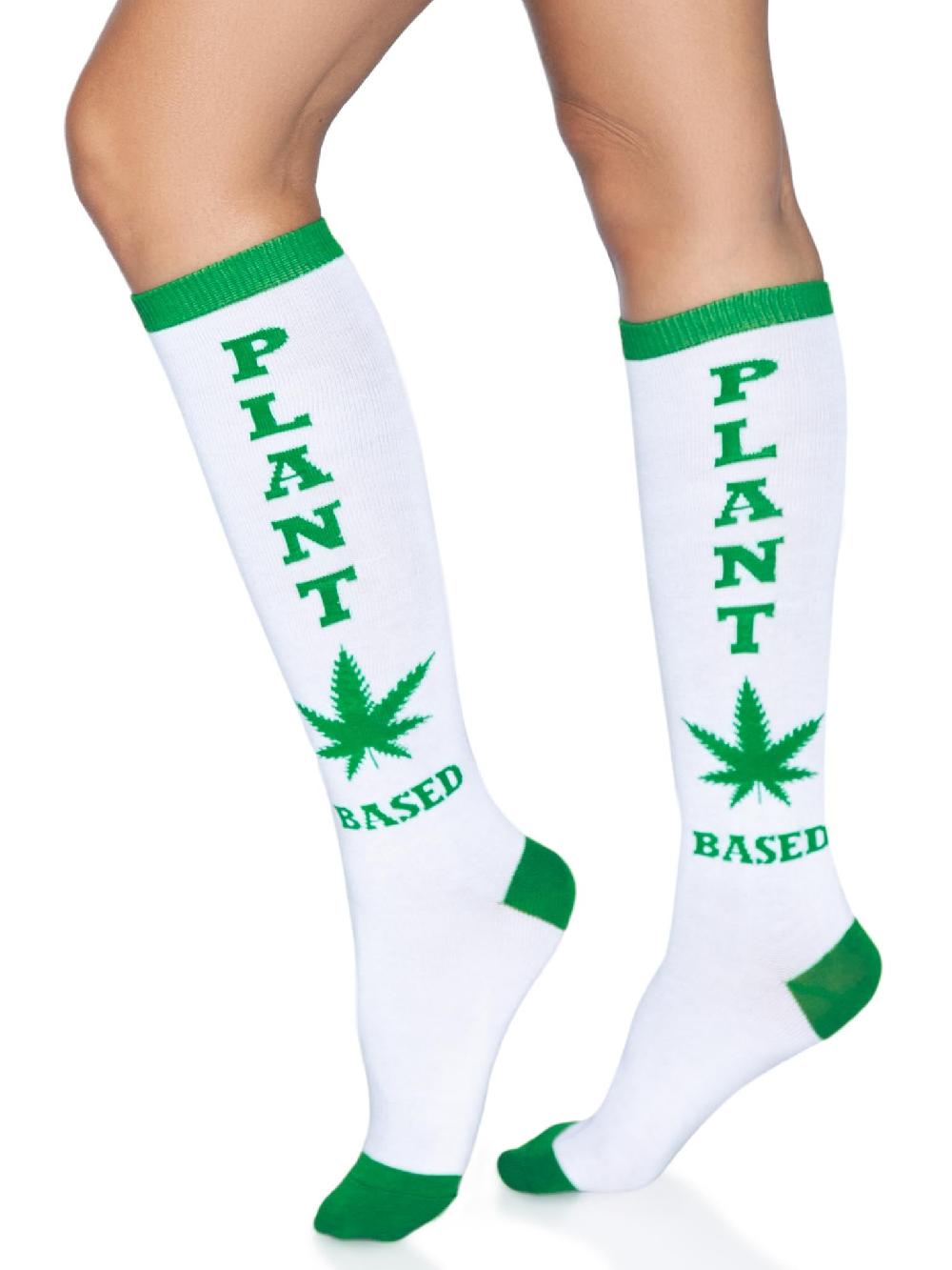 leg avenue Plant Based Knee High Socks White/Green