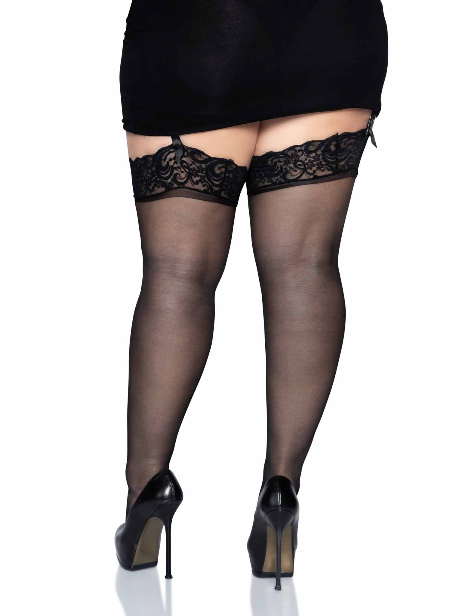 Leg Avenue Plus Alix Thigh High Stockings Black