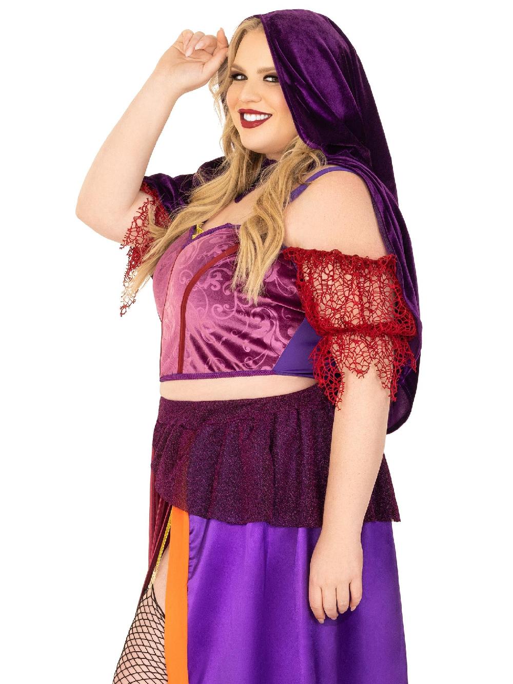 Leg Avenue Plus Black Magic Babe Costume Purple