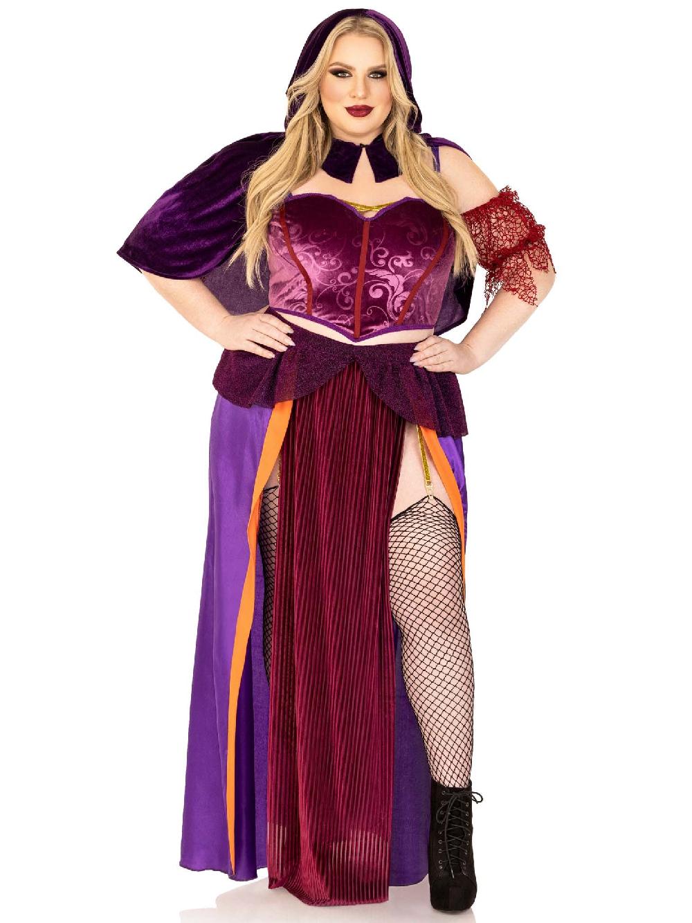 Leg Avenue Plus Black Magic Babe Costume Purple