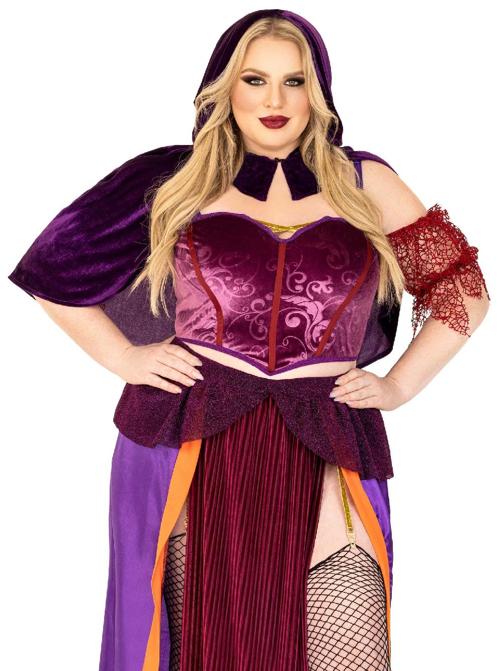 leg avenue Plus Black Magic Babe Costume Purple
