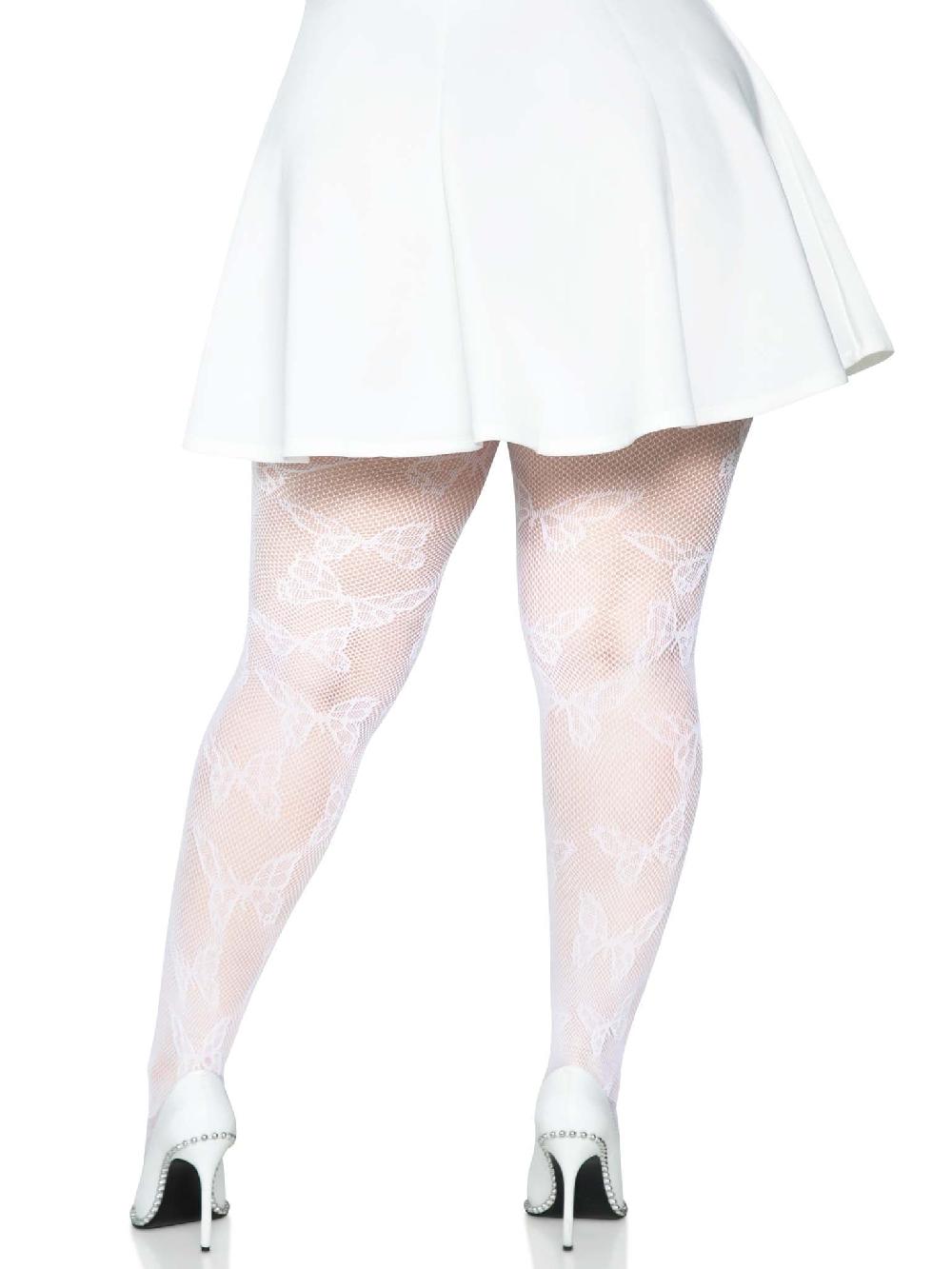 Leg Avenue Plus Butterfly Fishnet Tights White