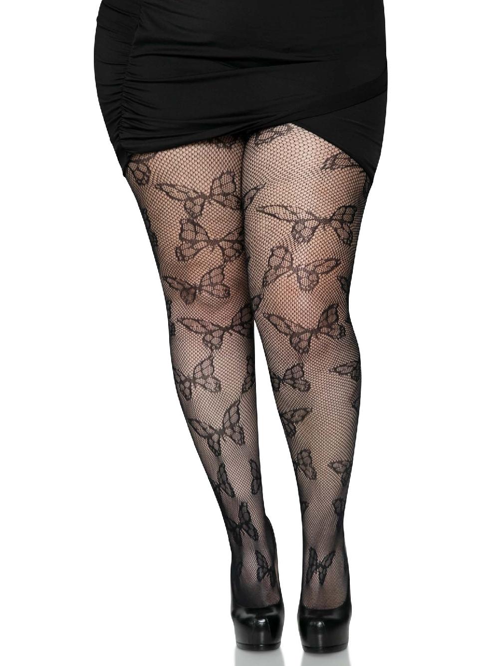 leg avenue Plus Butterfly Fishnet Tights White