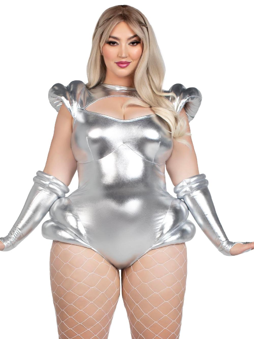 Leg Avenue Plus Cosmic Cutie Alien Costume Silver
