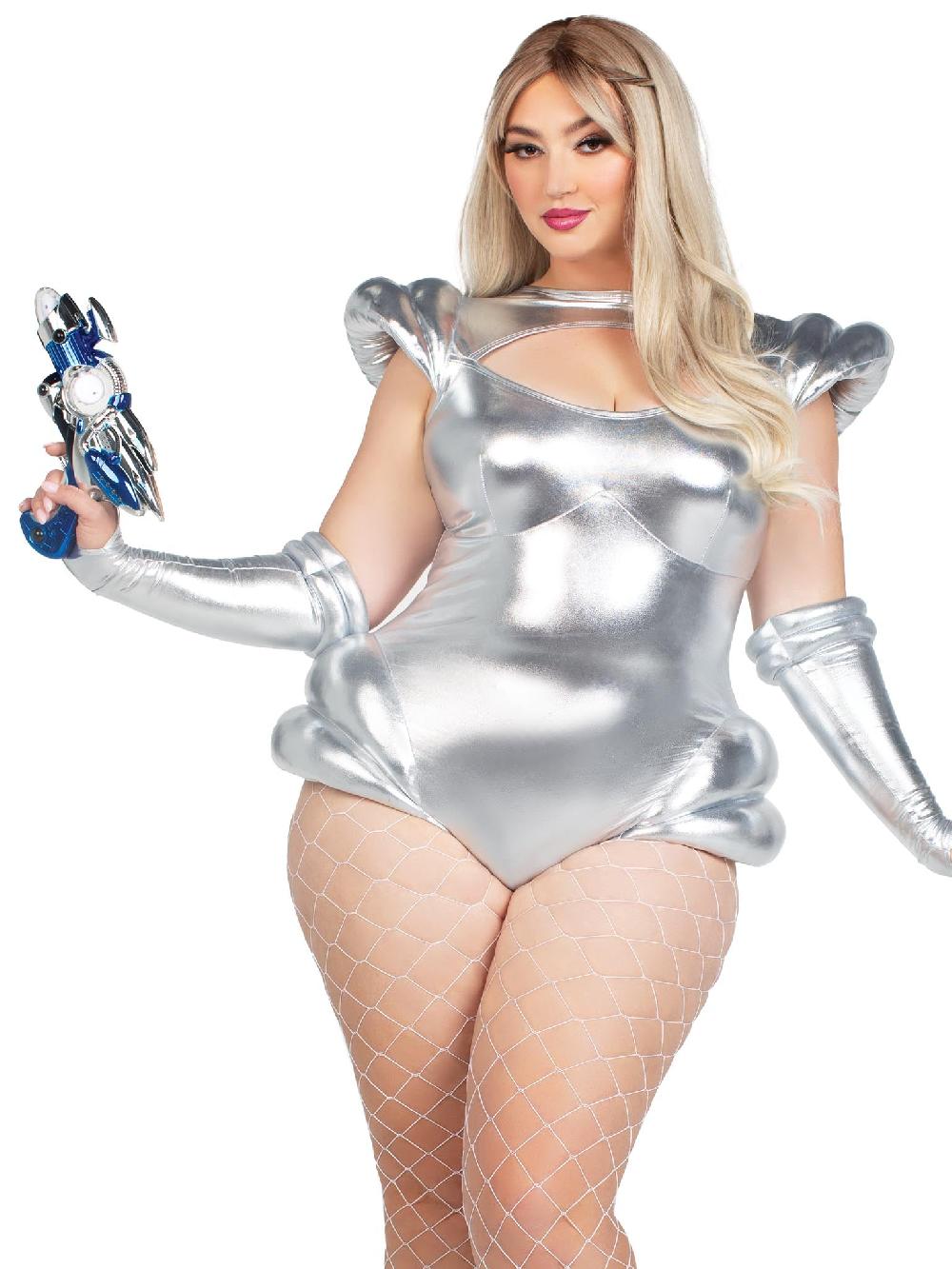 leg avenue Plus Cosmic Cutie Alien Costume Silver