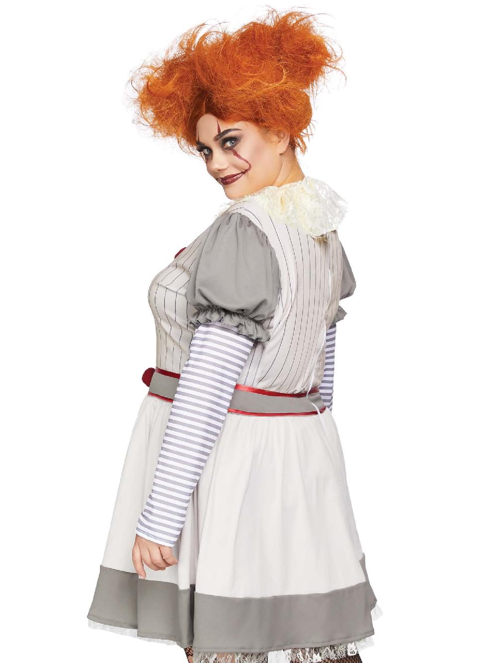 Leg Avenue Plus Creepy Clown Costume Grey/Red